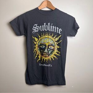 Sublime Band Tee, Long Beach, CA Sun Face T-Shirt Gray Graphic Women XS EUC